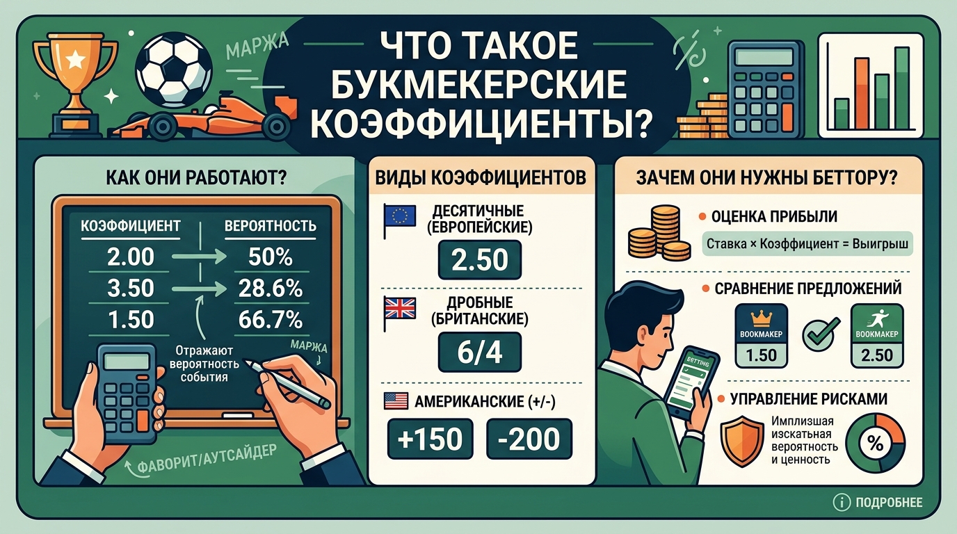 Что такое коэффициент в ставках на спорт: как считать шансы и выигрыш в БК
